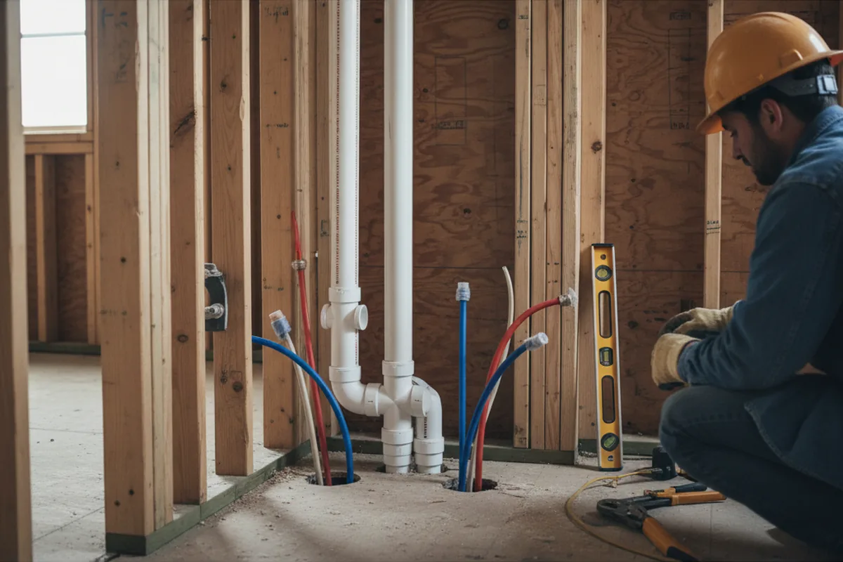 Drain and supply rough-in during Drain Cleaning in Fishers Landing