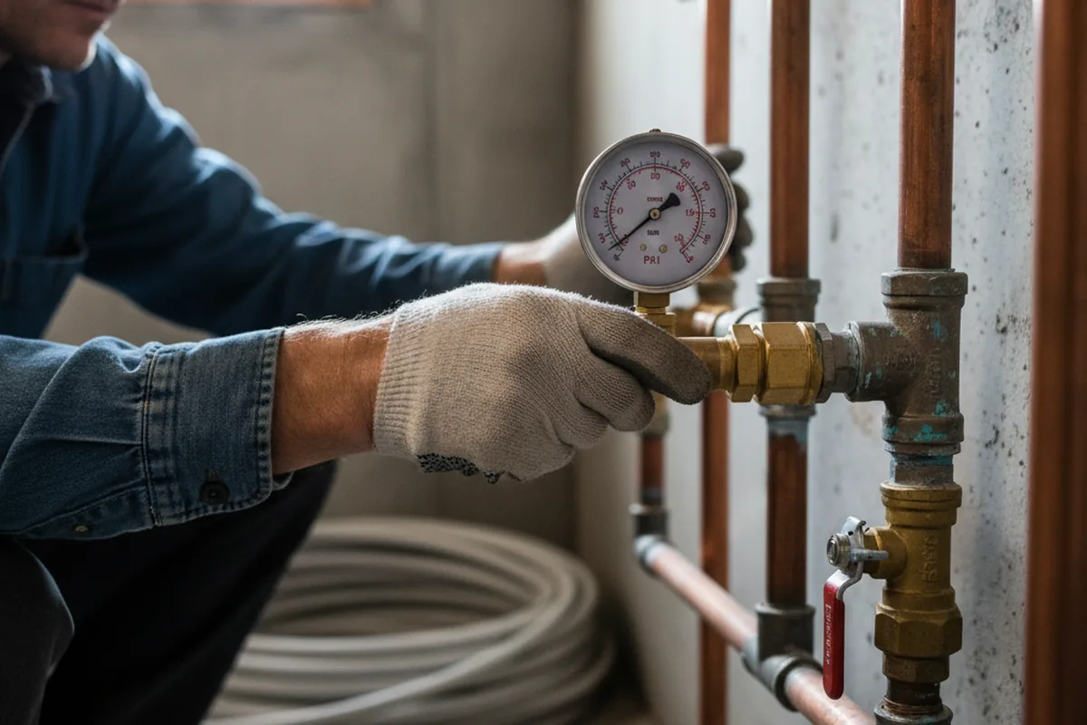 Pressure testing a repaired line during Water Line Repair in Fishers Landing
